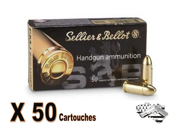 Sellier Bellot 9 X 19 FMJ 124 grs par 50