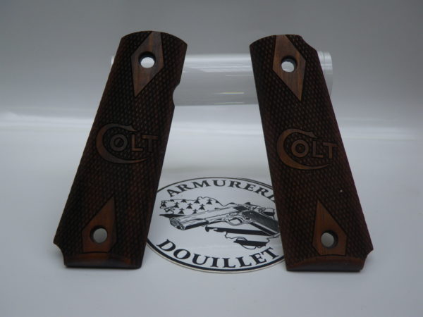 Plaquettes bois quadrillées avec logo pour pistolet 1911