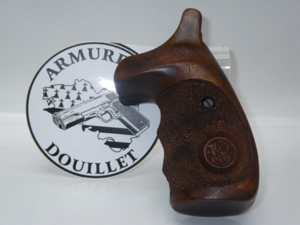 Plaquettes bois texturées + logo Smith & Wesson carcasse N Round Butt