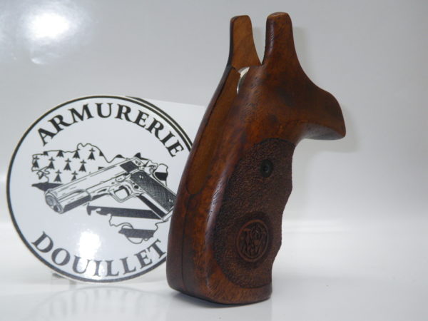 Plaquettes bois texturées + logo Smith & Wesson carcasse N Round Butt – Image 2
