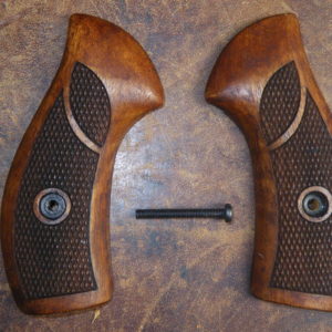 Plaquettes bois demi quadrillées revolver Smith & Wesson carcasse J Round Butt