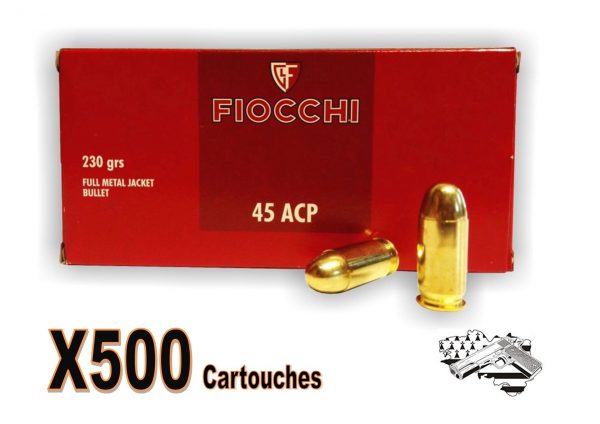 Fiocchi cal 45 ACP FMJ 230 grs par 500