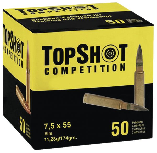 50 Munitions Top Shot Calibre 7.5X55 Suisse 174 grains FMJ-BT – Image 2