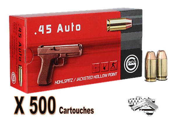 GECO .45 AUTO POINTE CREUSE (JHP ) 230 grs par 500