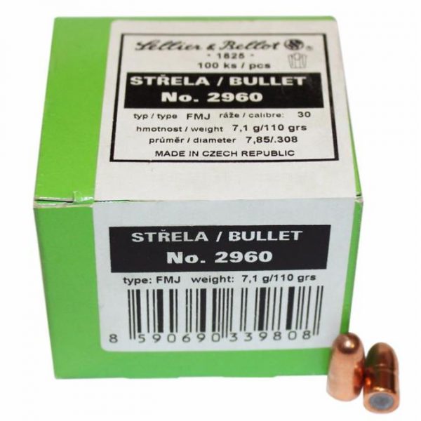 Ogives Sellier Bellot Calibre 30  FMJ 110 grains  (2960)