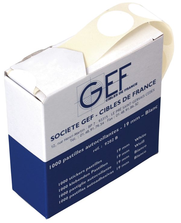 pastilles, gommettes autocollantes 19mm blanches/1000