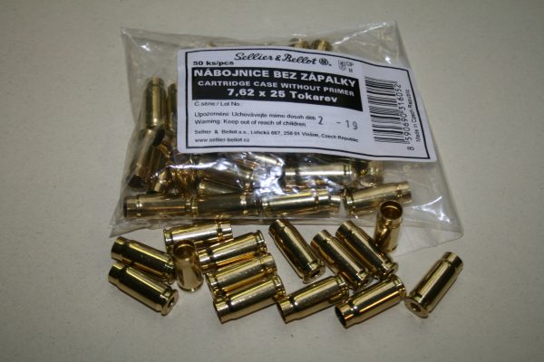 Sachet de 50 douilles neuves Sellier Bellot cal 7,62x25 Tokarev