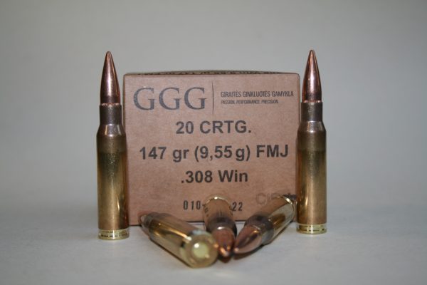 Munitions GGG .308 winch FMJ  9.55 g (147 grs)