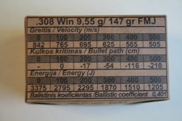 Munitions GGG .308 winch FMJ  9.55 g (147 grs) – Image 2