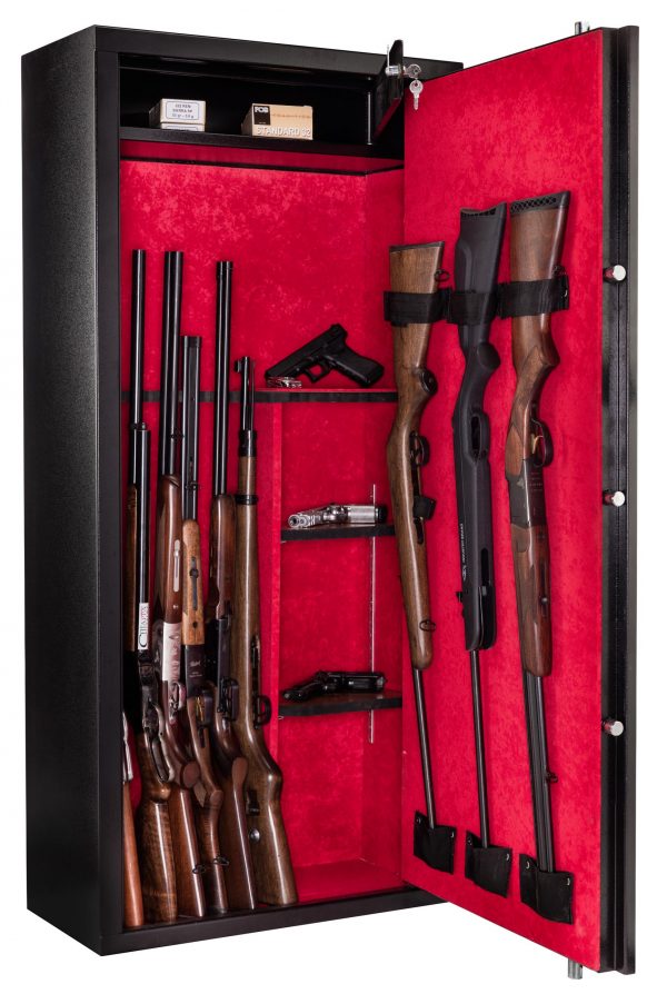 Coffre fort RIETTI pour 11+3 armes ou 6 armes + 2 étagères- 1500x700x330 mm - Porte et parois 3 mm à clefs