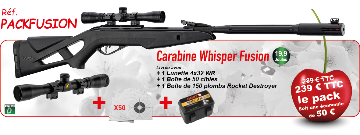 Carabine GAMO - Air comprimé - Pack Hunter+ Lunette 4x32 - Plombs 4,5 mm /  19,9 joules - Arme à plombs - Armurerie girod