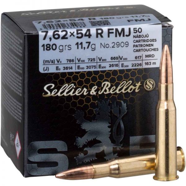 Munitions Sellier & Bellot cal.7,62x54 R 180 grains FMJ (boite de 50)
