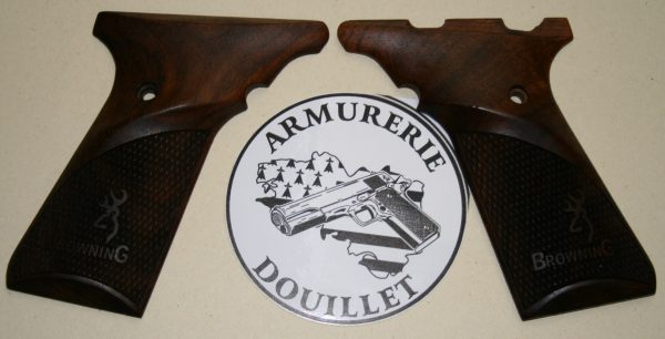 Plaquettes bois quadrillées avec logo pour pistolet Browning Buck Mark (ancien version)