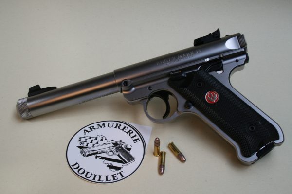 Pistolet Ruger Mark IV Inox Target Fileté (40126) Cal 22Lr