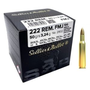 100 Munitions Sellier Bellot Cal .222 Rem FMJ 50 gr