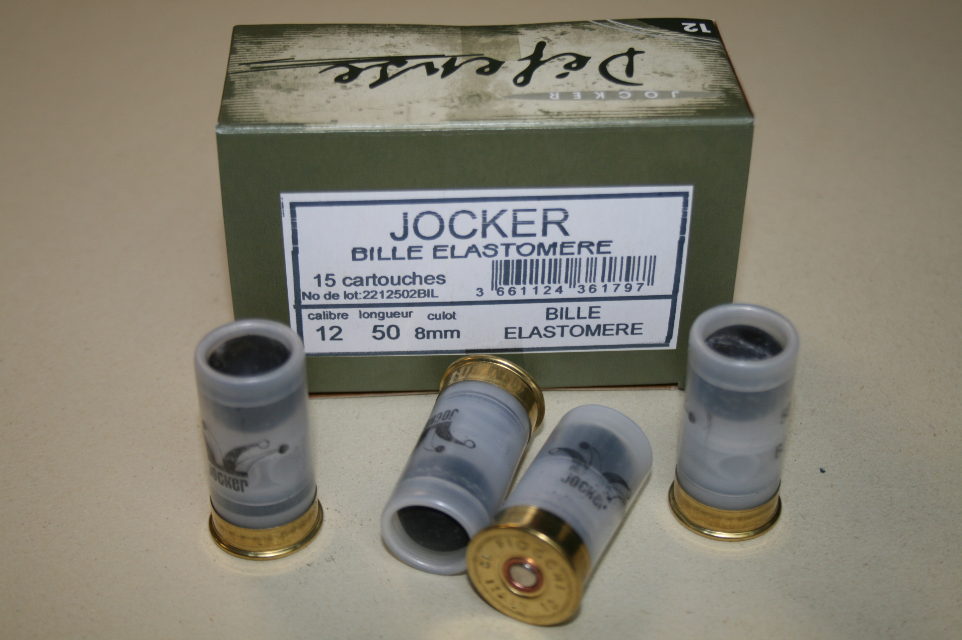 15 Cartouches Projectile Jocker Bille Elastom re Cal 12 50 15 Cartouches Projectile Jocker Bille Elastom re Cal 12 50