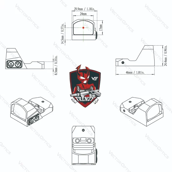 Vector optic Frenzy 1x17x24 Viseur point rouge Coyote FDE – Image 2