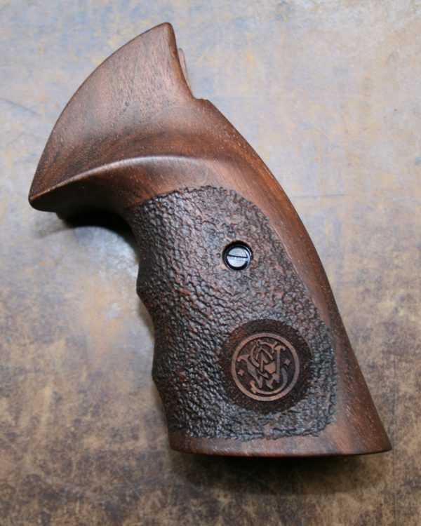 Plaquettes bois texturées avec logo pour revolver S&W carcasse K/L Square Butt