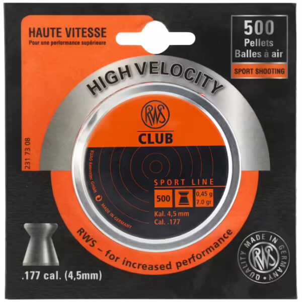 Plomb RWS  CLUB Calibre 4.5mm TÊTE PLATE 0,45G BTE 500