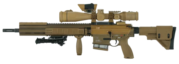 Carabine Heckler & Kock MR308 A3 G28-Z RAL8000 calibre 308 Win avec lunette Schmidt & Bender et Aimpoint