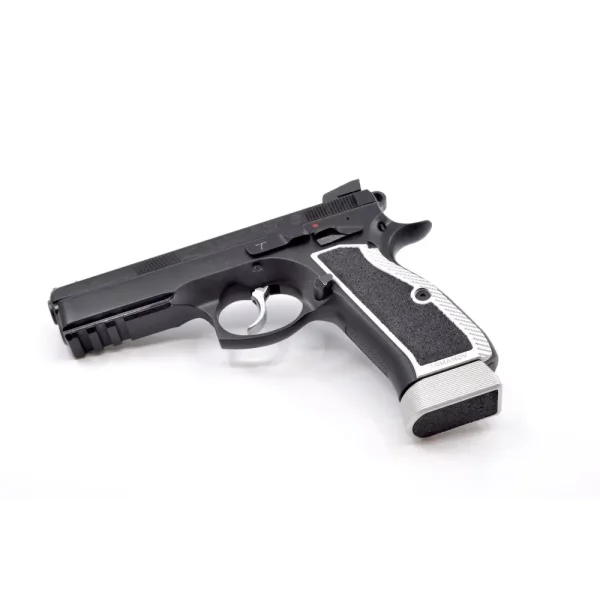 Poignées pistolet Armanov MaXXXGrip NOIRE/SILVER pour CZ Shadow 2, SP-01 taille medium ( + 2 mm) – Image 2