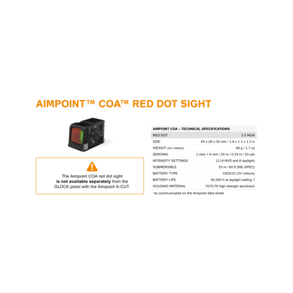PISTOLET GLOCK 45 HUNTER EDITION A-CUT FILETE COMBO AIMPOINT COA – Image 4