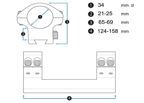 Montage monobloc Eagle vision avec élévation ajustable diam 34 mm – Image 2
