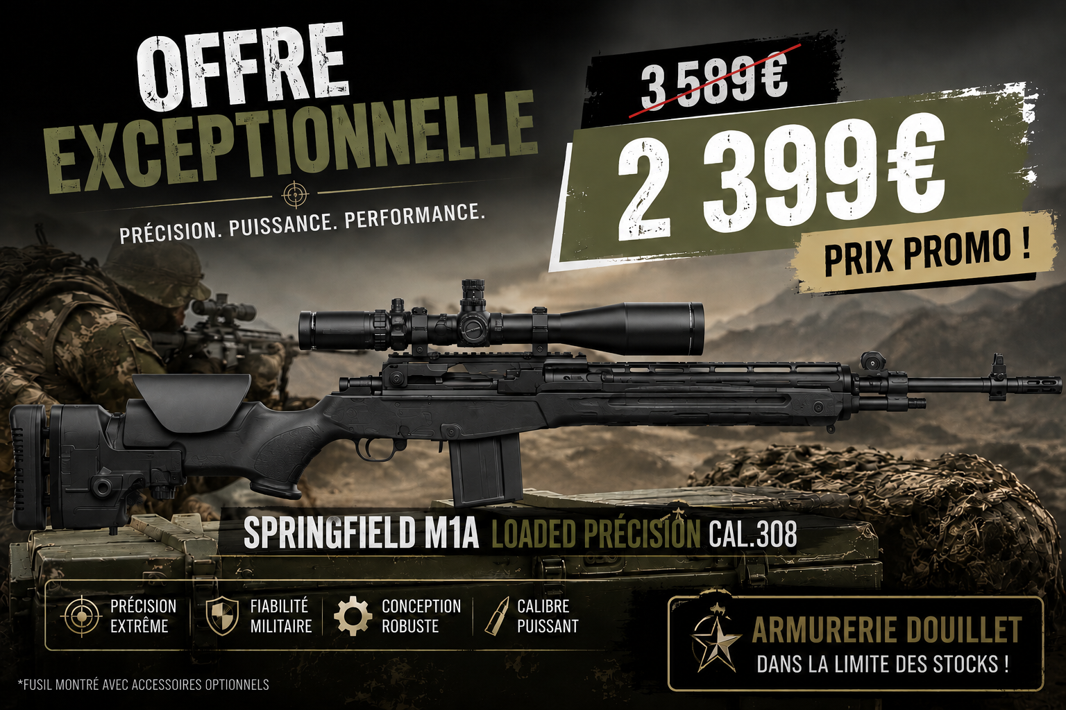 Springfield M1A Loaded Precision Cal 308 Win  22″ (MP9226)